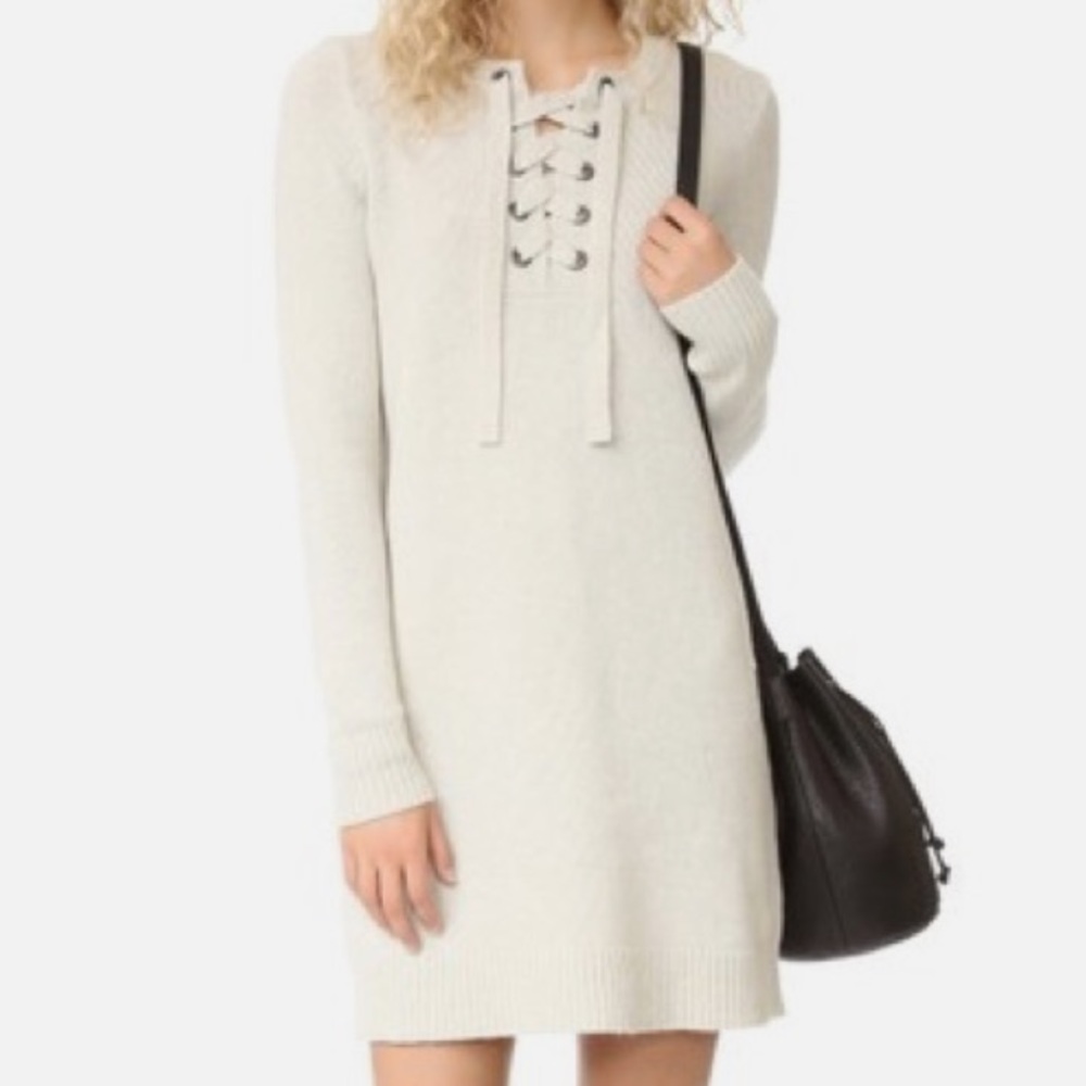 MADEWELL 100% MERINO WOOL Lace-Up Sweater-Dress Size Small Minimalist Chic
